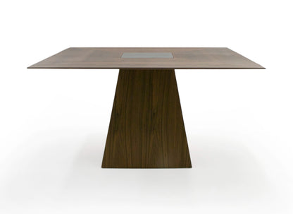 Modrest Cora- Modern Walnut and Black Tempered Glass Dining Table