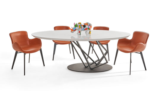 Modrest Corbett Modern High Gloss White w/ Frosted Glass Dining Table