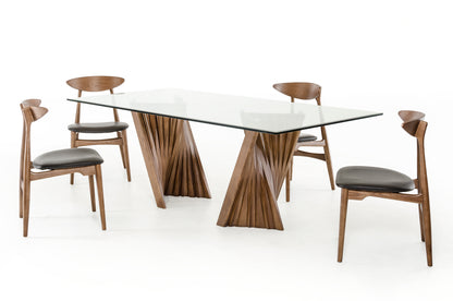 Modrest Corbin Mid-Century Walnut and Glass Dining Table