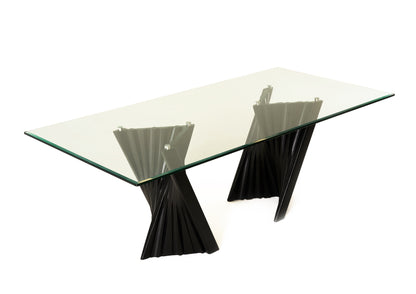 Modrest Corbin Mid-Century Black Ash and Glass Dining Table
