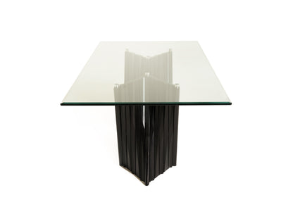 Modrest Corbin Mid-Century Black Ash and Glass Dining Table