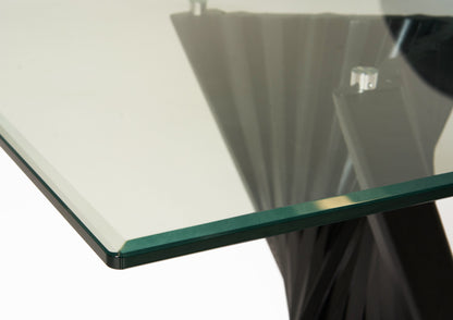 Modrest Corbin Mid-Century Black Ash and Glass Dining Table