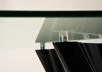 Modrest Corbin Mid-Century Black Ash and Glass Dining Table