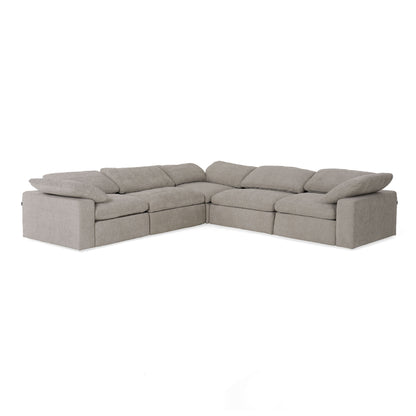 Divani Casa Corinth Modern Gray Fabric Sectional Sofa with 3 Power Recliners