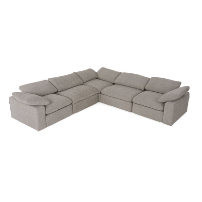 Divani Casa Corinth Modern Gray Fabric Sectional Sofa with 3 Power Recliners