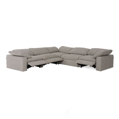 Divani Casa Corinth Modern Gray Fabric Sectional Sofa with 3 Power Recliners