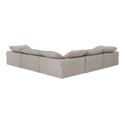Divani Casa Corinth Modern Gray Fabric Sectional Sofa with 3 Power Recliners
