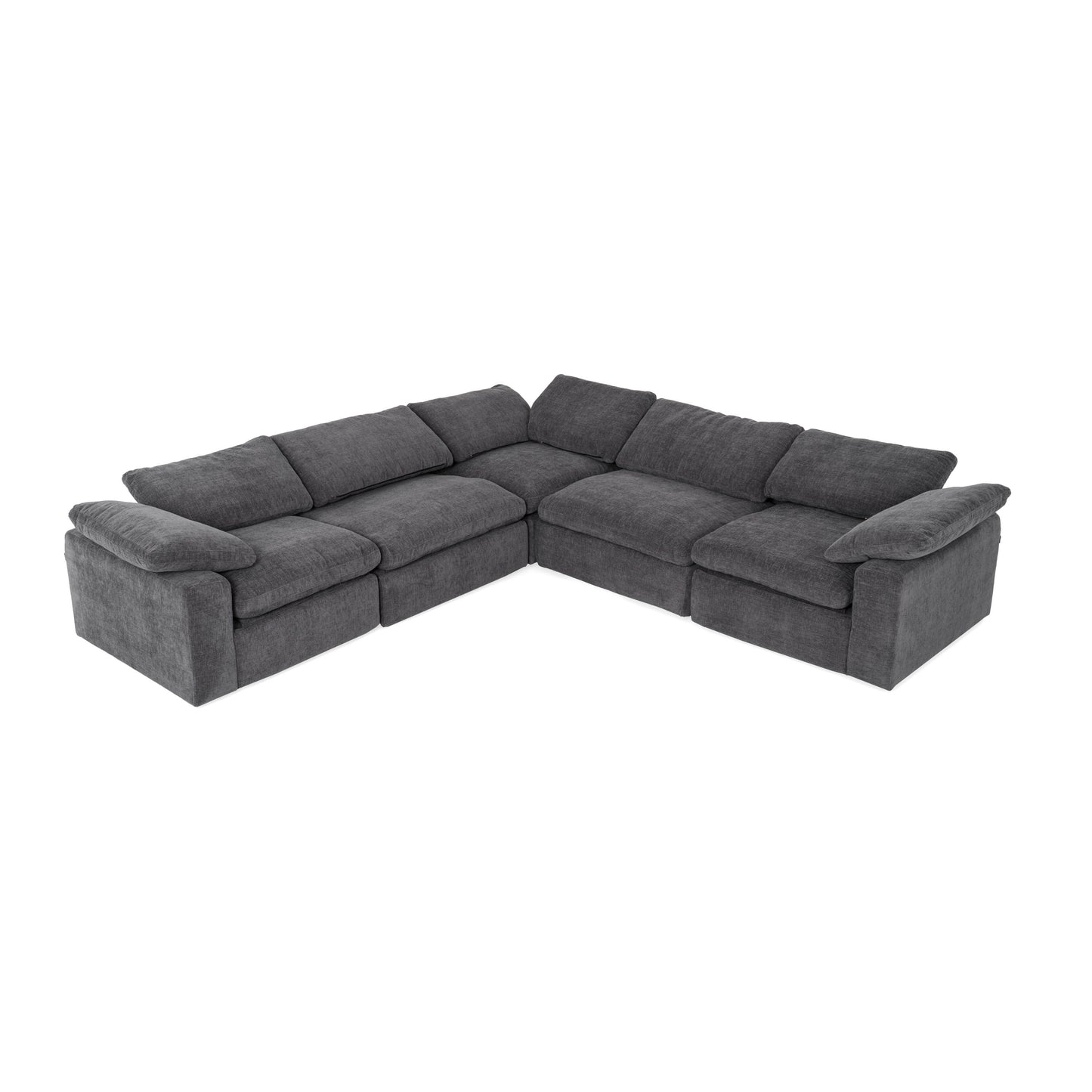 Divani Casa Corinth Modern Dark Gray Fabric Sectional Sofa with 3 Power Recliners