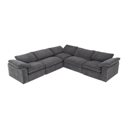 Divani Casa Corinth Modern Dark Gray Fabric Sectional Sofa with 3 Power Recliners