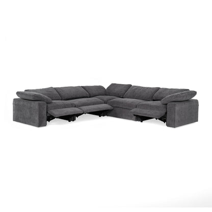 Divani Casa Corinth Modern Dark Gray Fabric Sectional Sofa with 3 Power Recliners