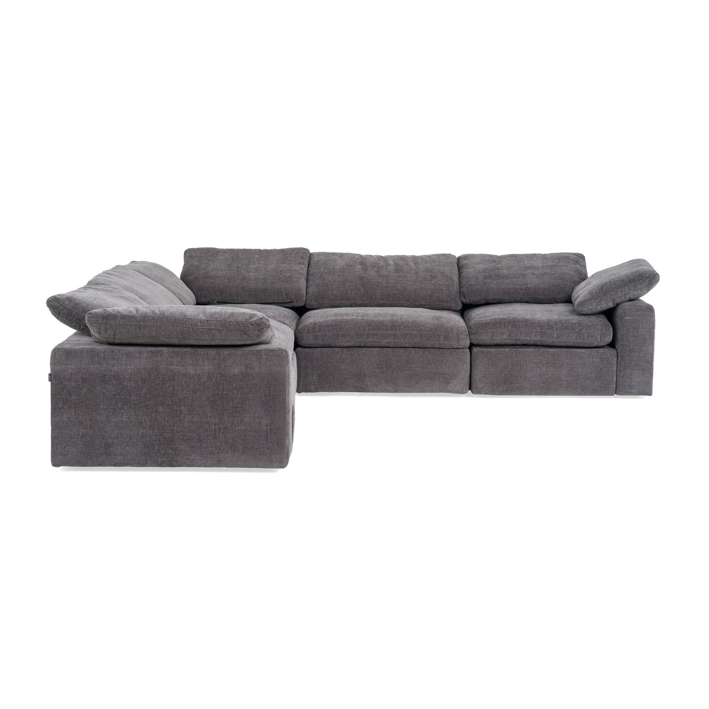 Divani Casa Corinth Modern Dark Gray Fabric Sectional Sofa with 3 Power Recliners