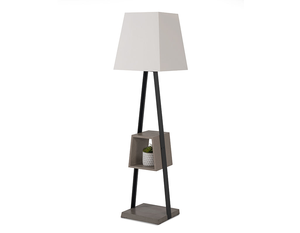 Modrest Cortez Modern Black Metal and Faux Concrete Floor Lamp