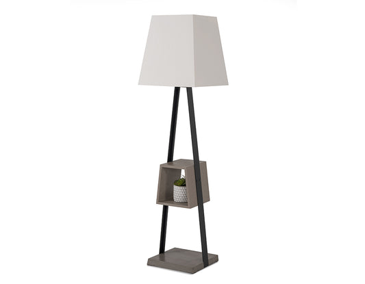 Modrest Cortez Modern Black Metal and Faux Concrete Floor Lamp