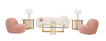 Modrest Crestone Modern Pink Sherpa Accent Chair