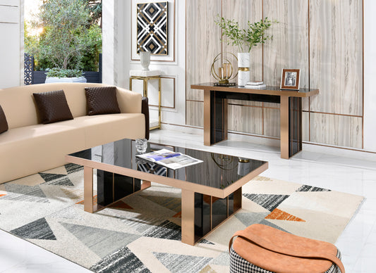 Nova Domus Cartier Modern Black and Rosegold Coffee Table