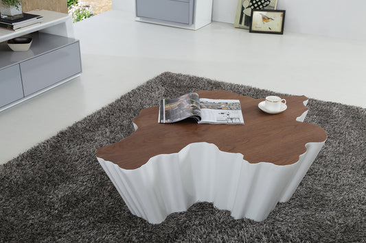 Modrest Cottonwood Modern Walnut and White Coffee Table