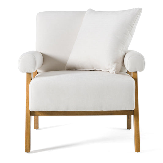 Modrest Cynthia Modern White Fabric Wood Accent Chair