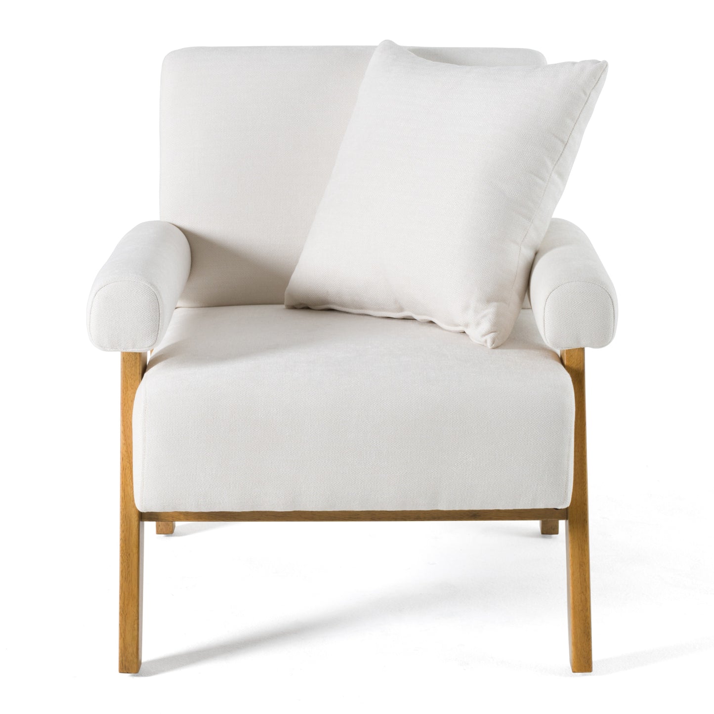 Modrest Cynthia Modern White Fabric Wood Accent Chair