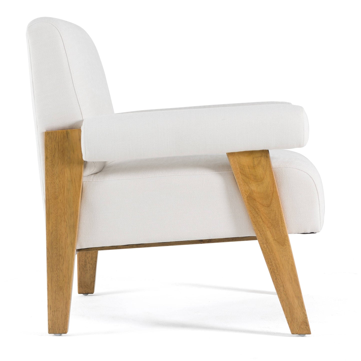 Modrest Cynthia Modern White Fabric Wood Accent Chair