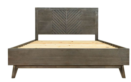 East King Modrest Daisy Mid-Century Dark Acacia Bed