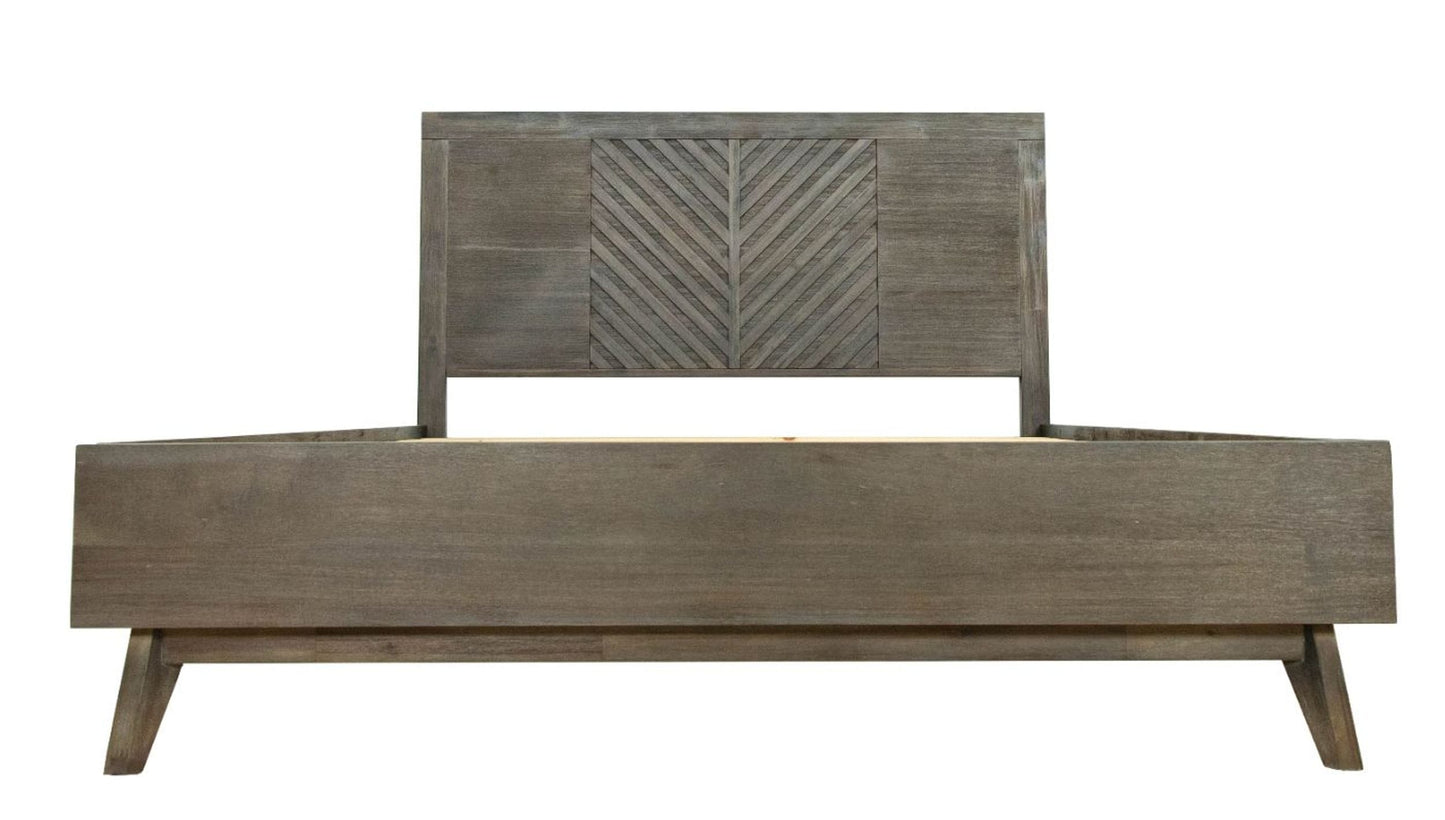 East King Modrest Daisy Mid-Century Dark Acacia Bed
