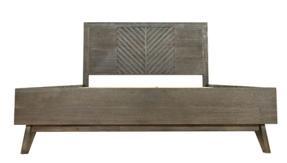 East King Modrest Daisy Mid-Century Dark Acacia Bed