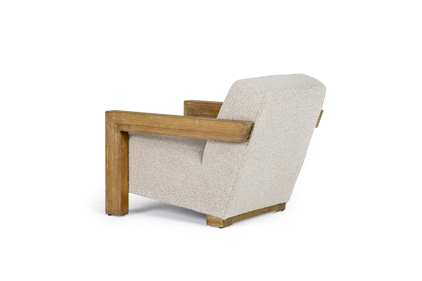 Modrest Dalhart Modern Beige Fabric Grey Wash Wood Accent Chair