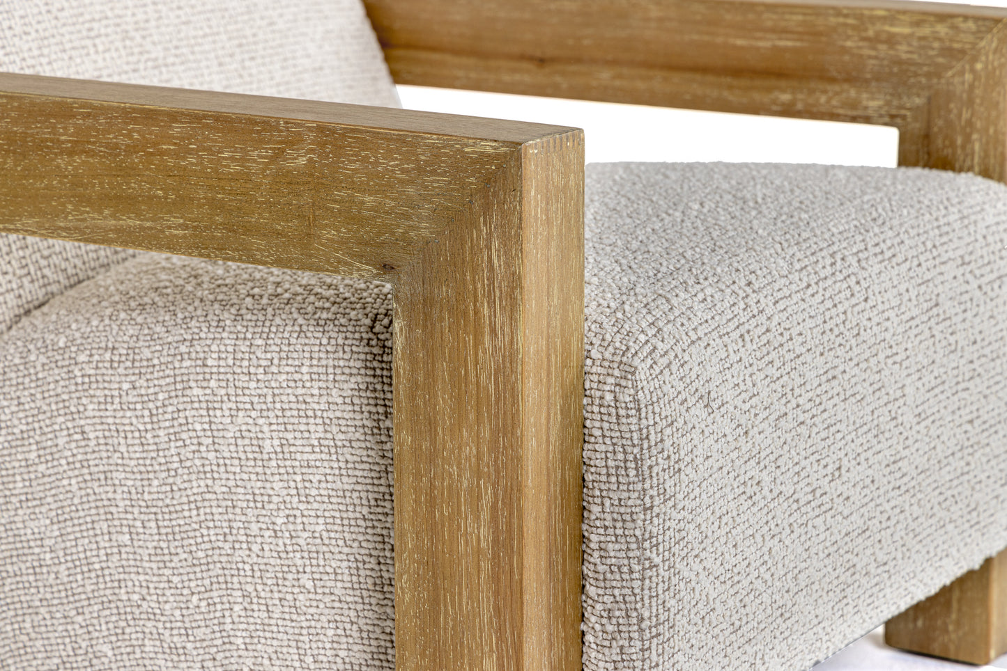 Modrest Dalhart Modern Beige Fabric Grey Wash Wood Accent Chair