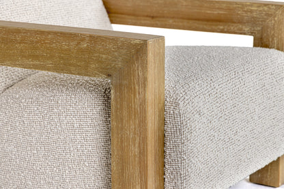 Modrest Dalhart Modern Beige Fabric Grey Wash Wood Accent Chair