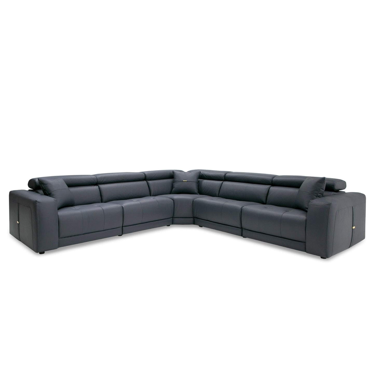 Lamod Italia Dalton Modern Italian Grey Leather Sectional 2 Recliners