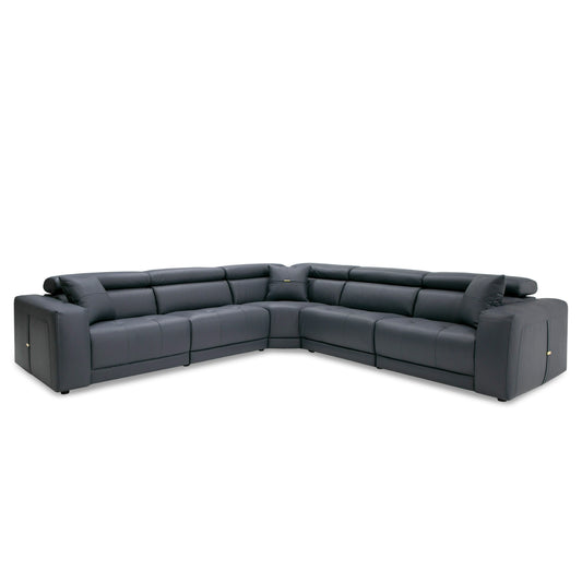 Lamod Italia Dalton Modern Italian Grey Leather Sectional 2 Recliners