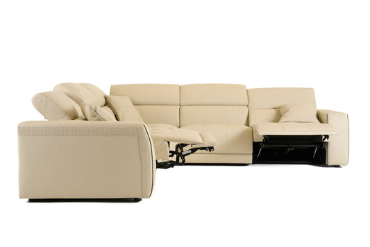 Lamod Italia Dalton Modern Italian Cream Leather Sectional Recliners