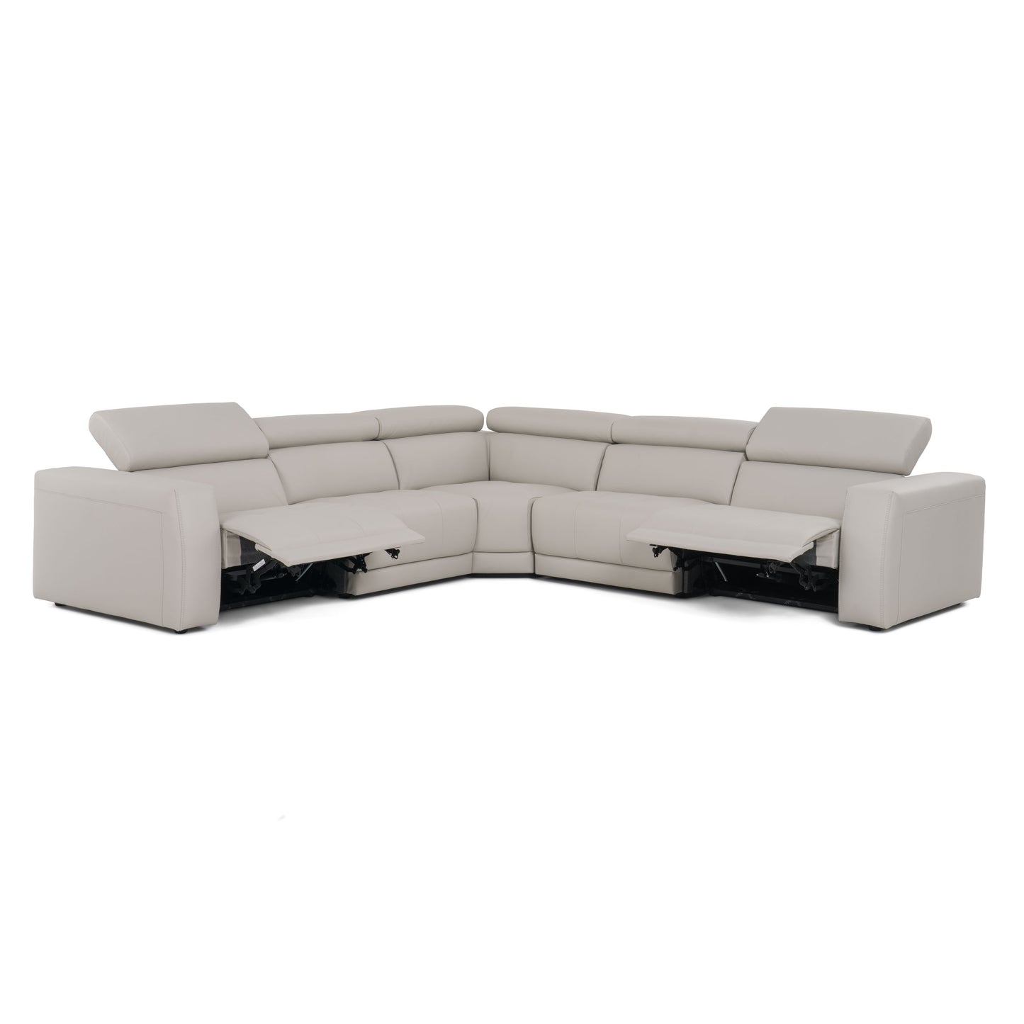 Lamod Italia Dalton Modern Italian Light Grey Leather Sectional Recliners