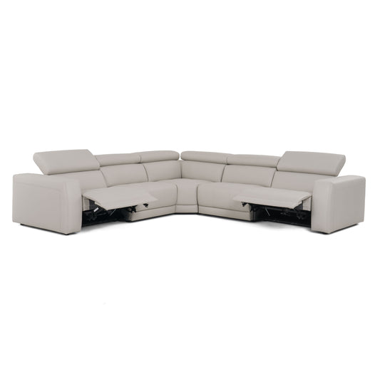 Lamod Italia Dalton Modern Italian Light Grey Leather Sectional Recliners