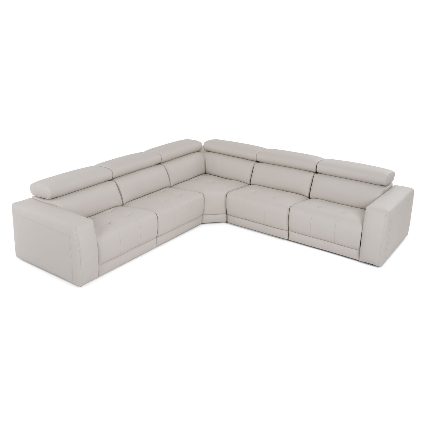 Lamod Italia Dalton Modern Italian Light Grey Leather Sectional Recliners