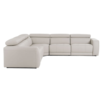 Lamod Italia Dalton Modern Italian Light Grey Leather Sectional Recliners
