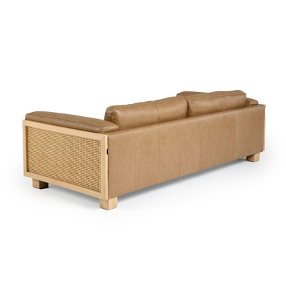 Divani Casa Danson Modern Tan Leather Wicker Sofa