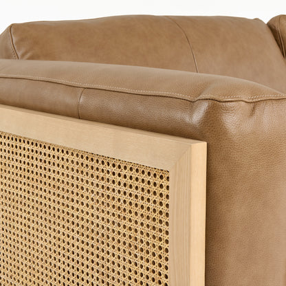 Divani Casa Danson Modern Tan Leather Wicker Sofa