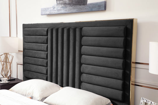 Modrest Daystar Modern Dark Brown Velvet and Gold Bed