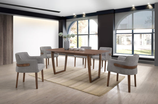 Modrest Jordan Modern Walnut and Grey Dining Set