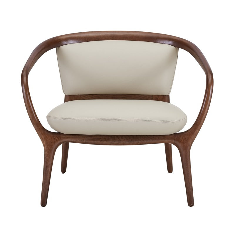 Modrest Deana Mid Century Beige Walnut Accent Chair