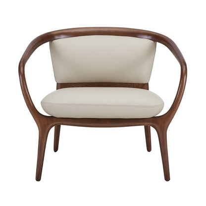 Modrest Deana Mid Century Beige Walnut Accent Chair