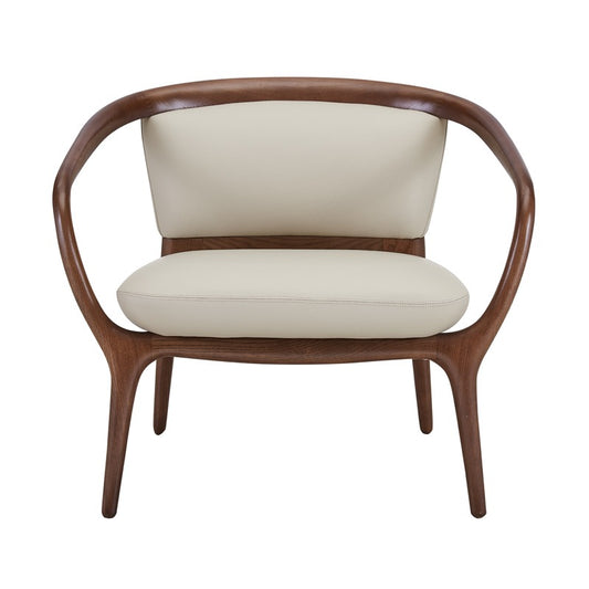 Modrest Deana Mid Century Beige Walnut Accent Chair