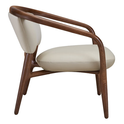Modrest Deana Mid Century Beige Walnut Accent Chair