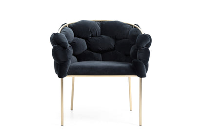 Modrest Debra Modern Black Velvet Brushed Brass Dining Chair