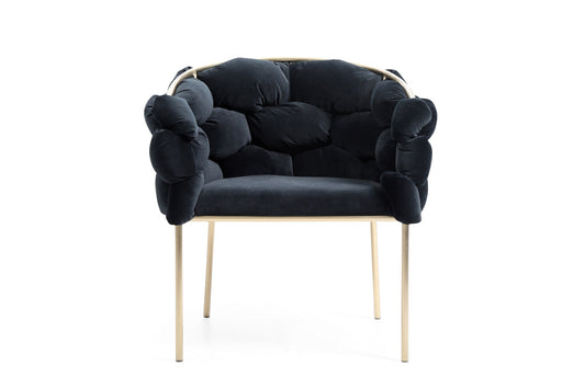 Modrest Debra Modern Black Velvet Brushed Brass Dining Chair
