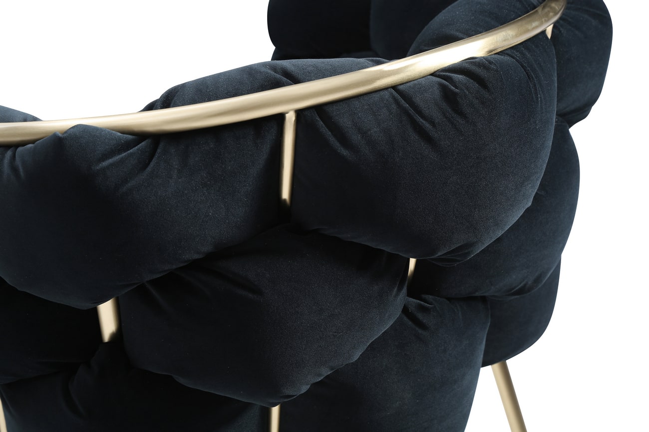 Modrest Debra Modern Black Velvet Brushed Brass Dining Chair