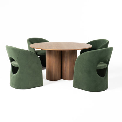 Modrest Depew Mid-Century Modern Walnut Round Dining Table