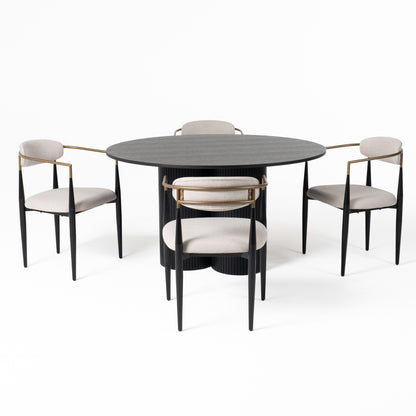 Modrest Depew Mid-Century Modern Black Oak Round Dining Table