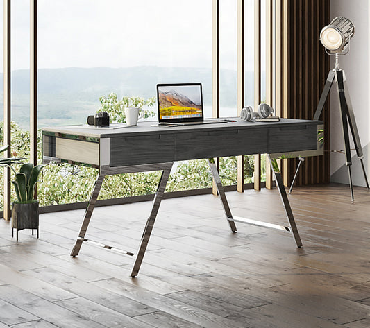 Modrest Dessart Modern Elm Grey Office Desk